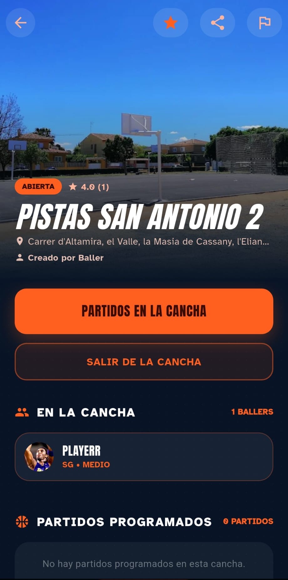Detalle de una cancha